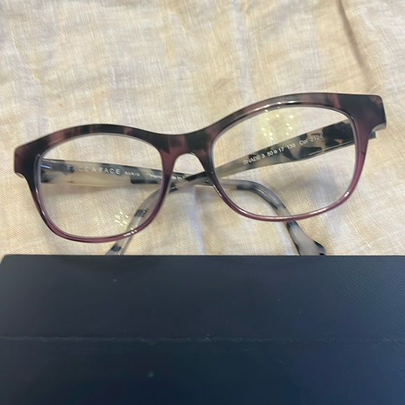 Face a Face frame. Purple with charcoalal/brown/tan temples.  Rx lenses. - Picture 2 of 8